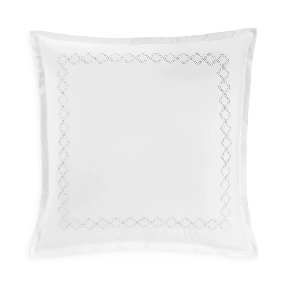 Sky Euro Pillow Sham White 100% Cotton Percale Embroidered (1-Pair) BED30